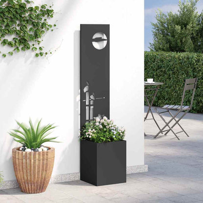 Vaso da Giardino con Pannello Decorativo Nero 32 x 140 cm