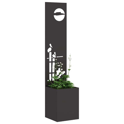 Vaso da Giardino con Pannello Decorativo Nero 32 x 140 cm