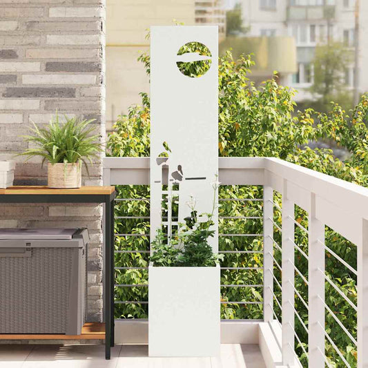 Vaso da Giardino con Pannello Decorativo Bianco 32 x 140 cm