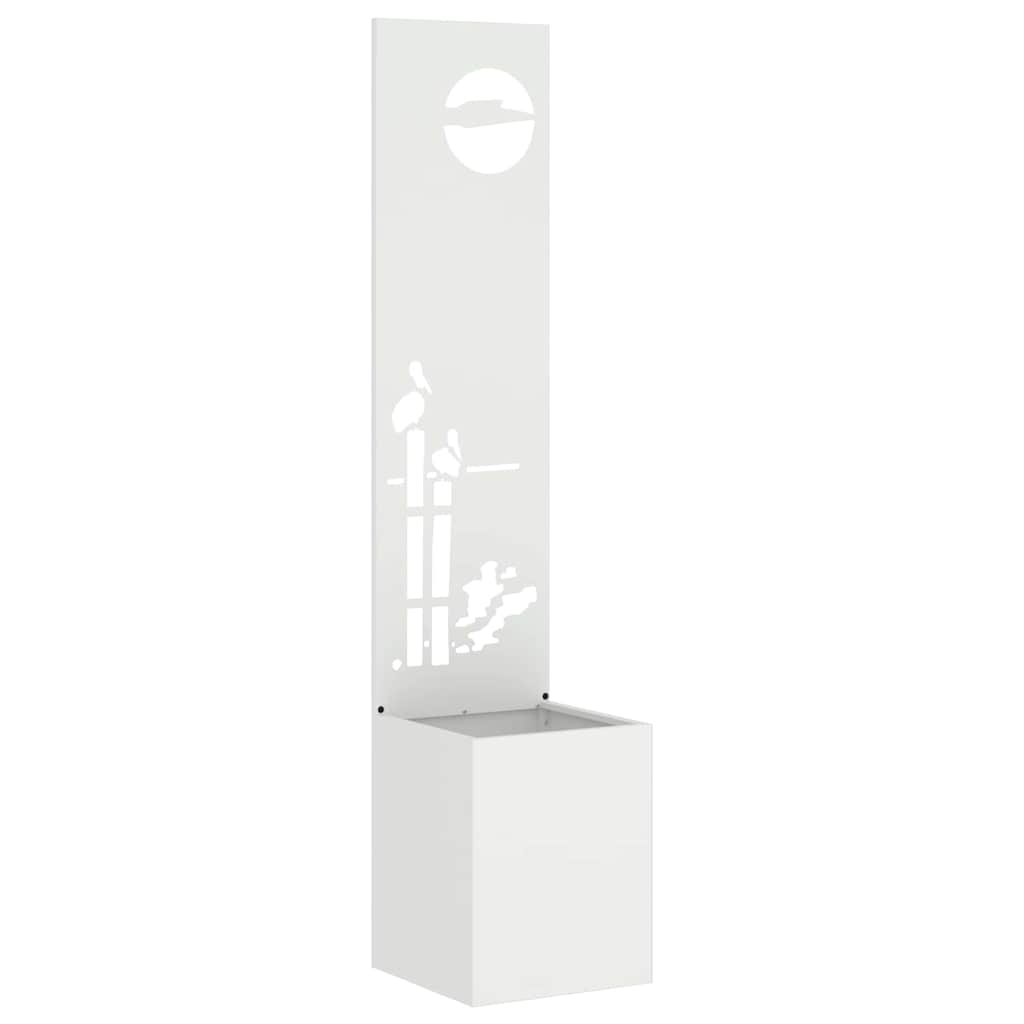 Vaso da Giardino con Pannello Decorativo Bianco 32 x 140 cm