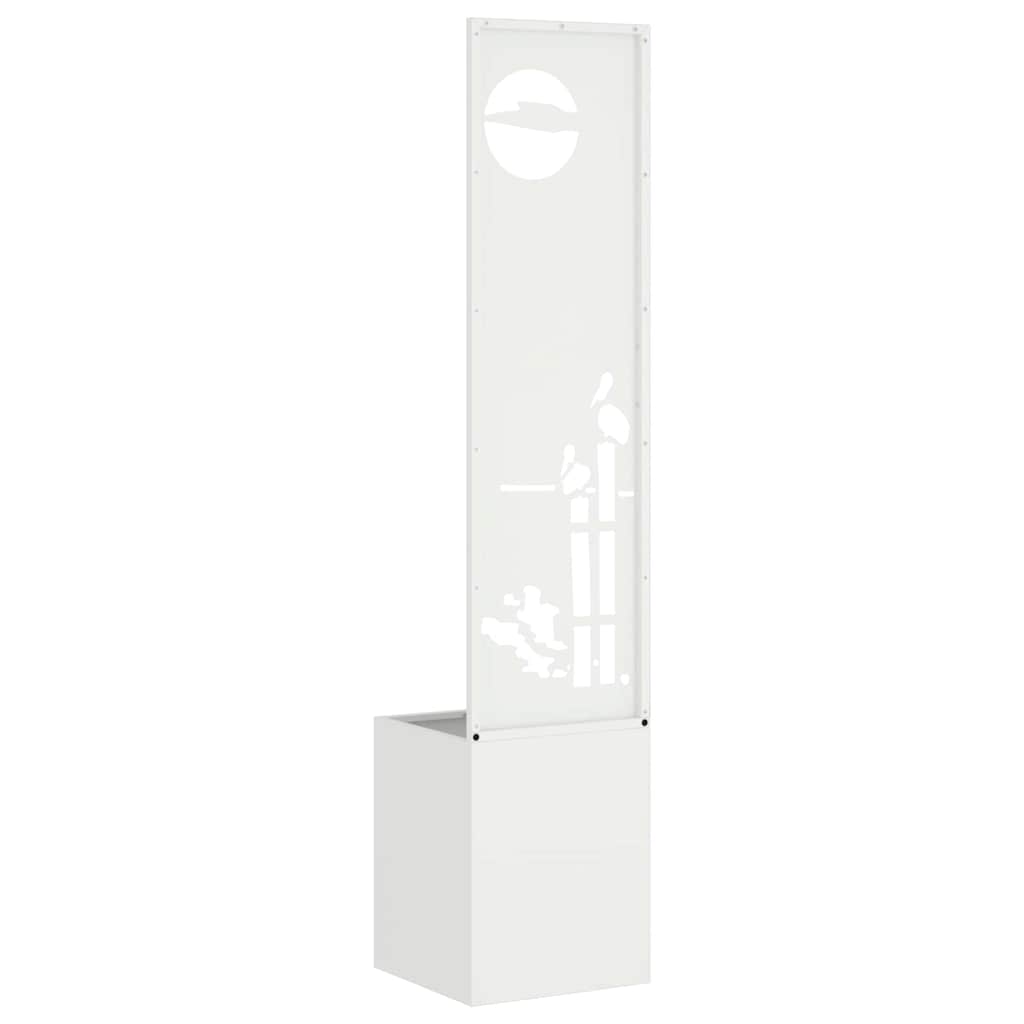 Vaso da Giardino con Pannello Decorativo Bianco 32 x 140 cm