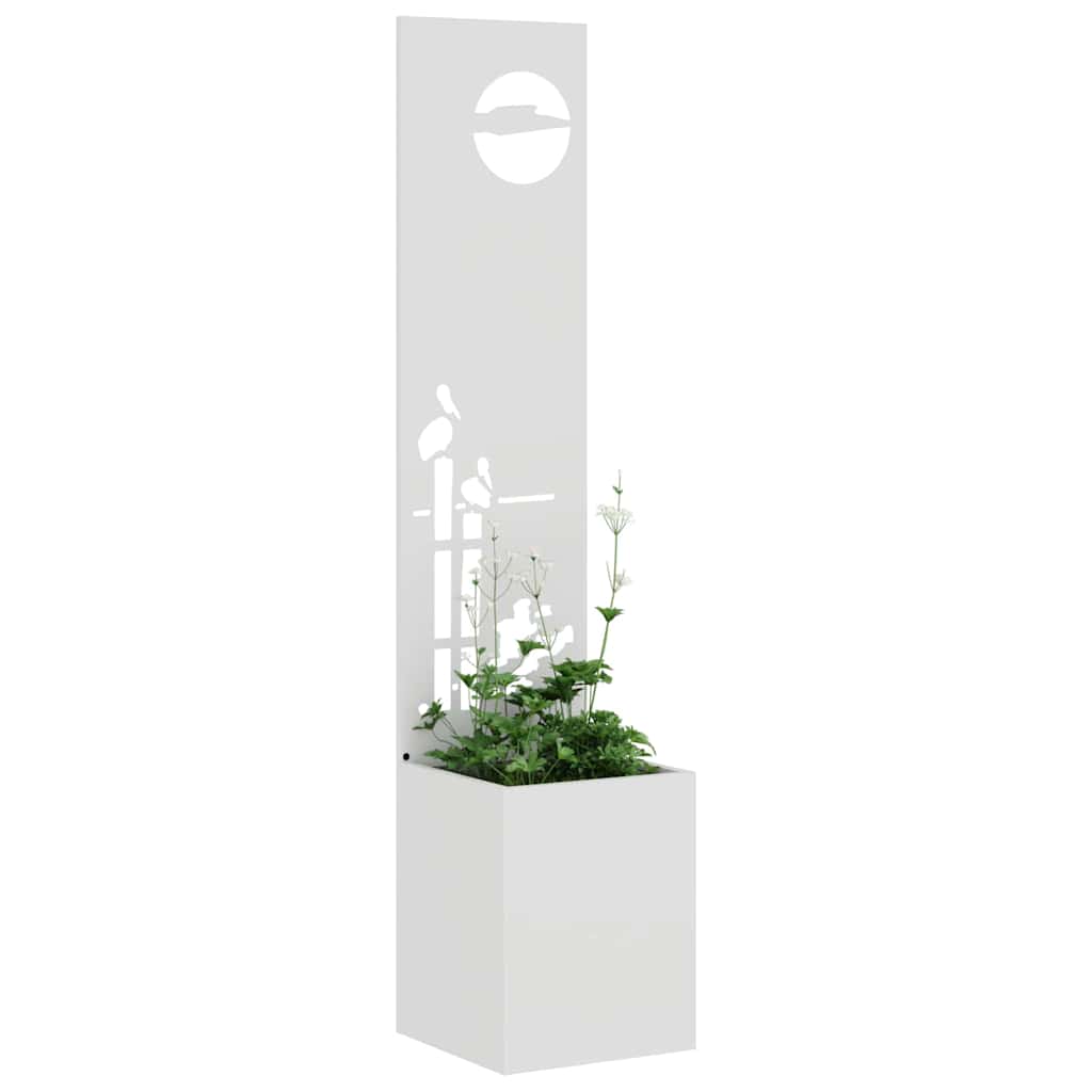 Vaso da Giardino con Pannello Decorativo Bianco 32 x 140 cm