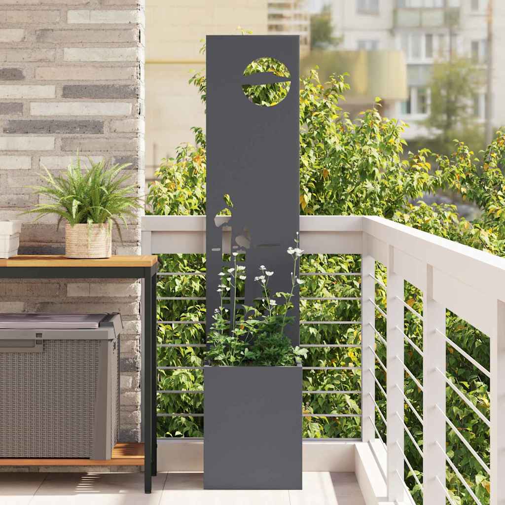 Vaso da Giardino con Pannello Decorativo Antracite 32 x 140 cm