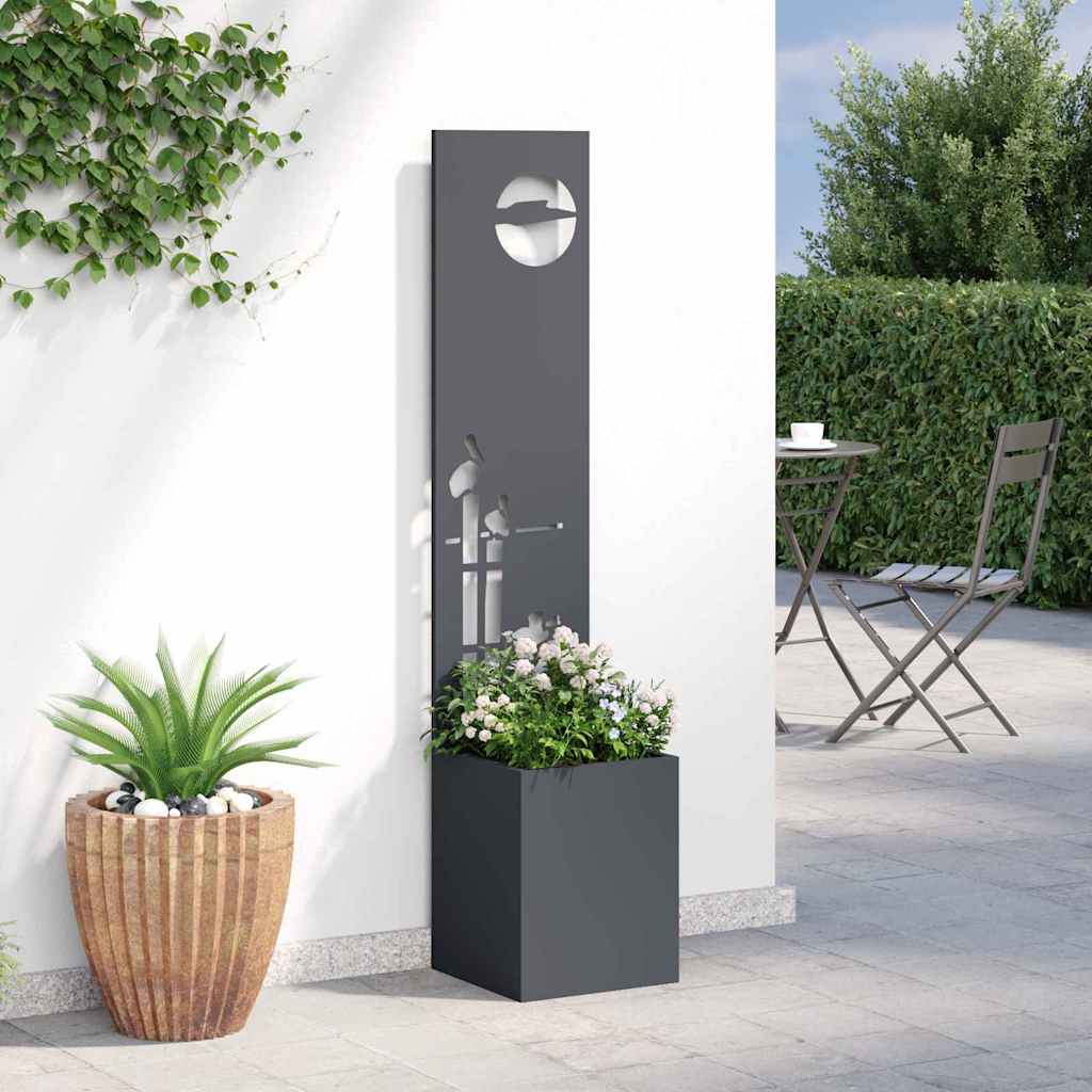 Vaso da Giardino con Pannello Decorativo Antracite 32 x 140 cm