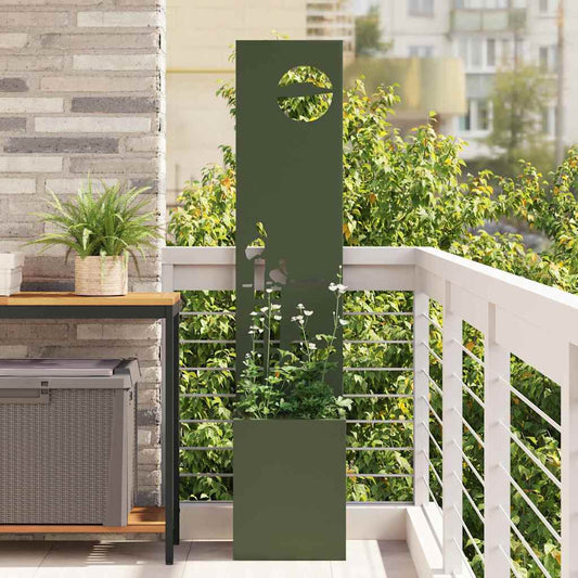 Vaso da Giardino con Pannello Decorativo Oliver verde