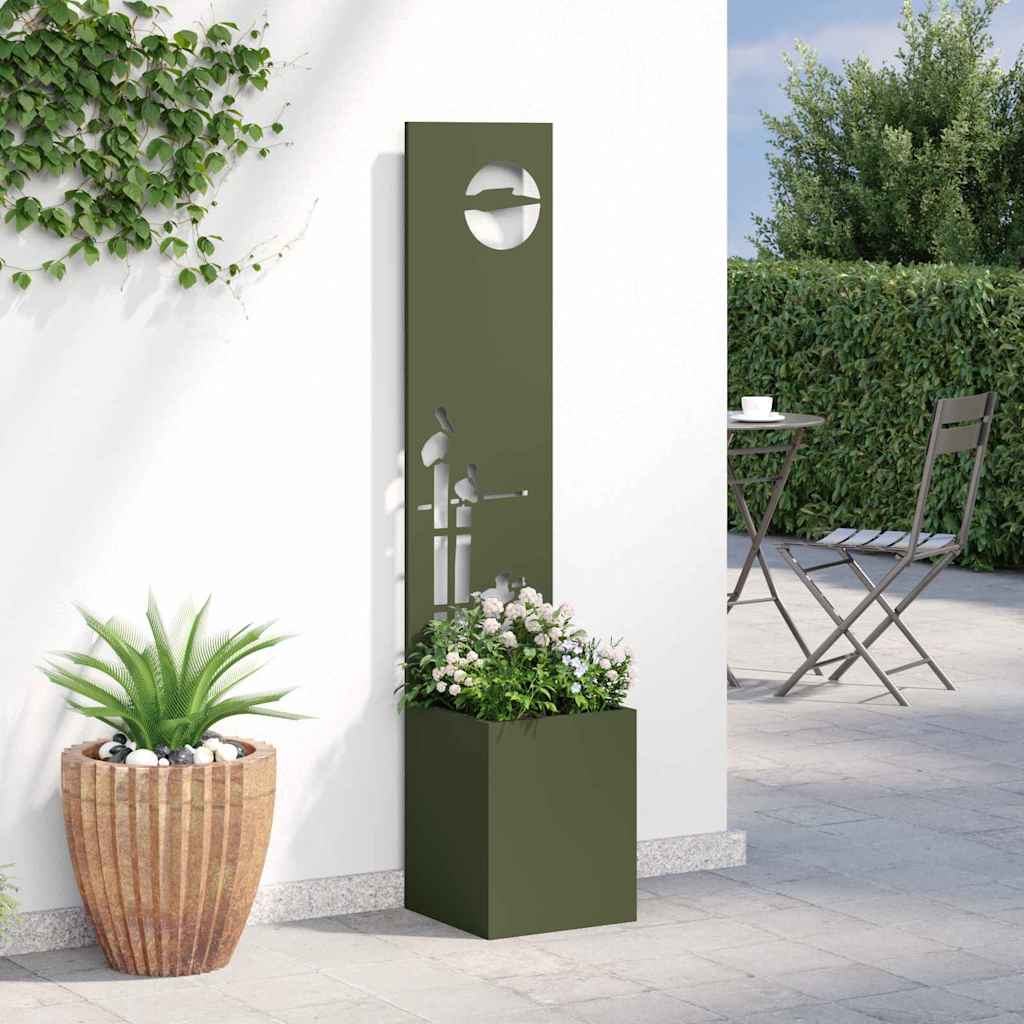 Vaso da Giardino con Pannello Decorativo Oliver verde