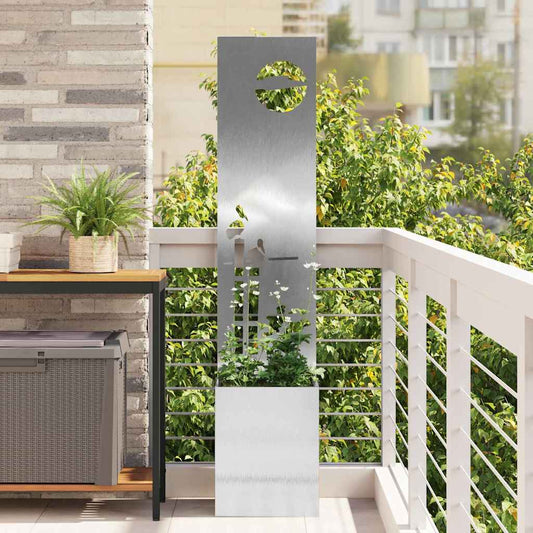 Vaso da Giardino con Pannello Decorativo Argento 32 x 140 cm