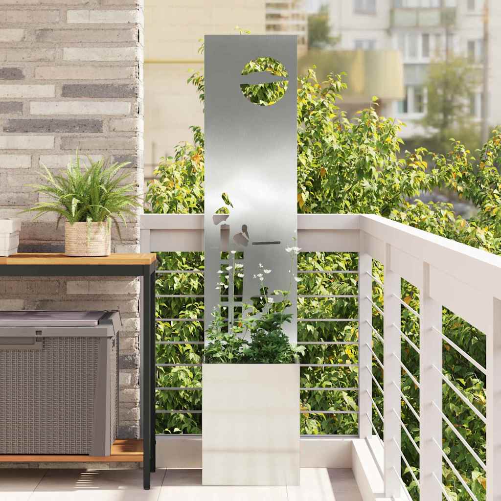 Vaso da Giardino con Pannello Decorativo Argento 32 x 140 cm