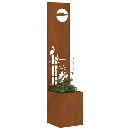 Vaso da Giardino con Pannello Decorativo Ruggine 32 x 140 cm