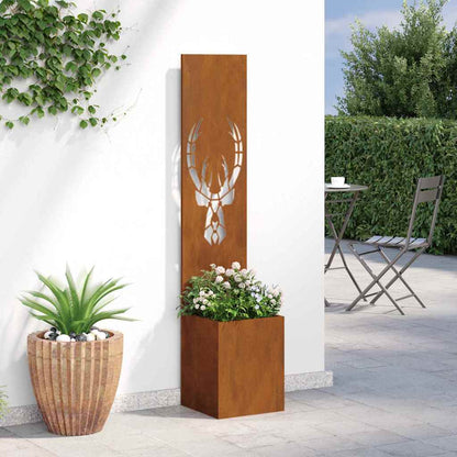Vaso da Giardino con Pannello Decorativo Ruggine 32 x 140 cm