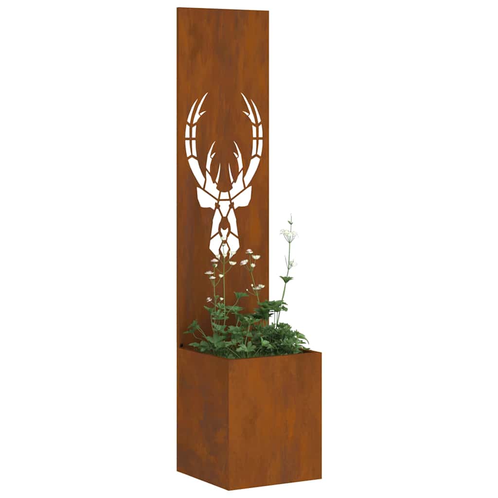 Vaso da Giardino con Pannello Decorativo Ruggine 32 x 140 cm