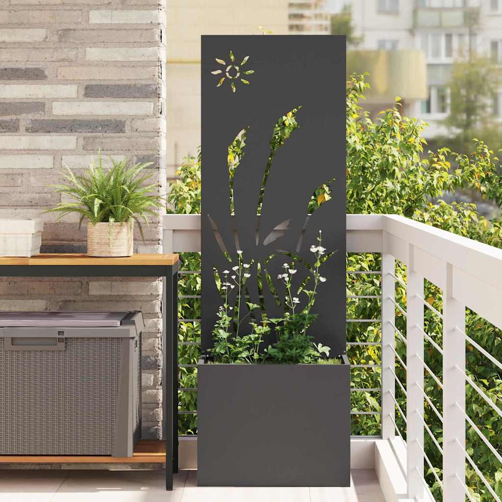 Vaso da Giardino con Pannello Decorativo Nero 50 x 140 cm