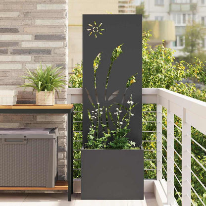 Vaso da Giardino con Pannello Decorativo Nero 50 x 140 cm