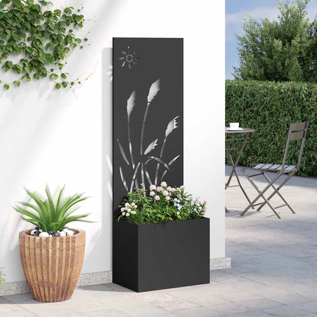 Vaso da Giardino con Pannello Decorativo Nero 50 x 140 cm