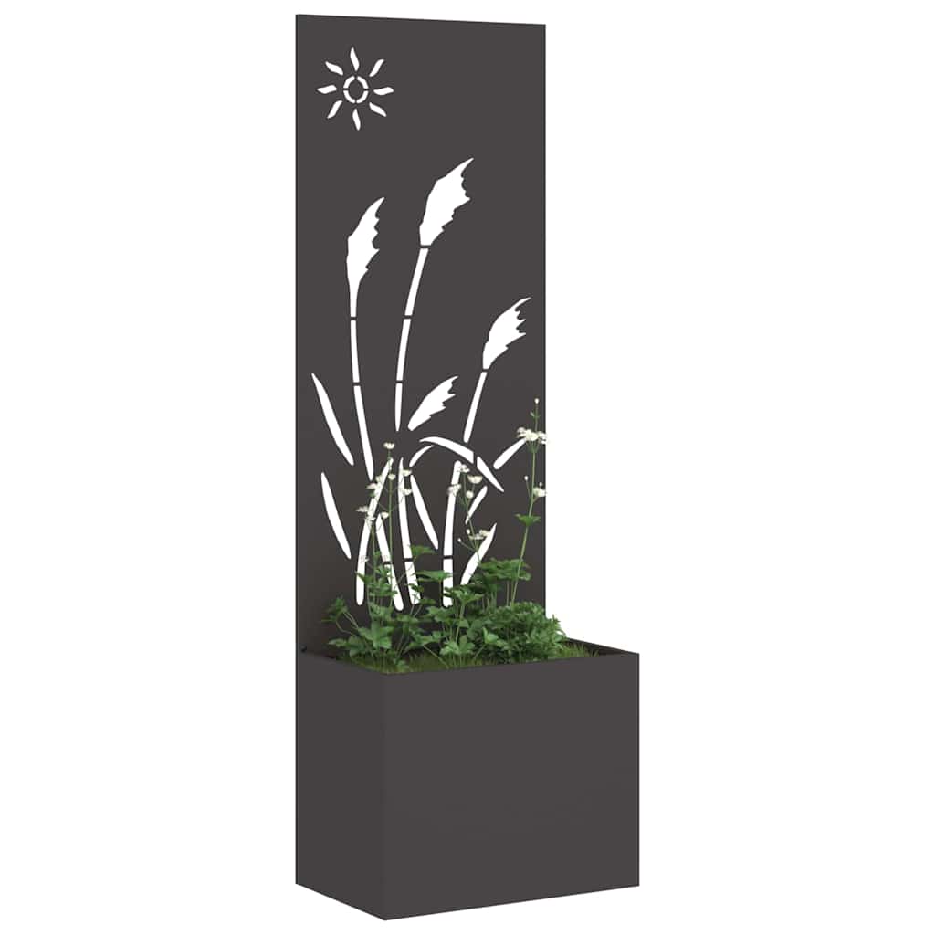 Vaso da Giardino con Pannello Decorativo Nero 50 x 140 cm