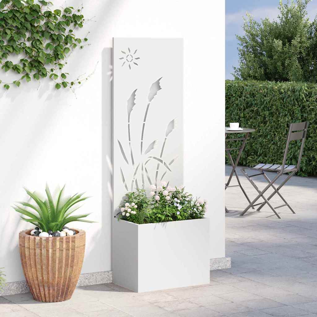 Vaso da Giardino con Pannello Decorativo Bianco 50 x 140 cm