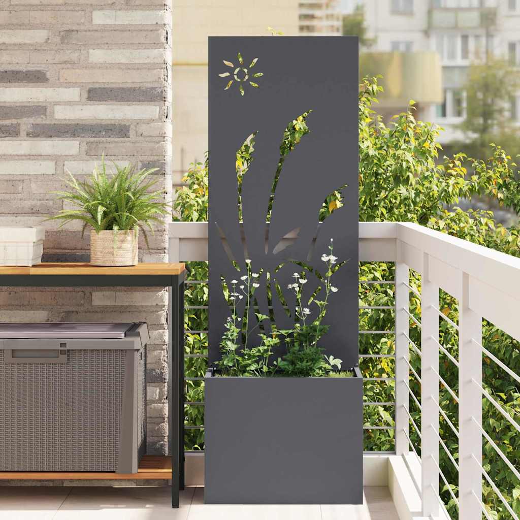 Vaso da Giardino con Pannello Decorativo Antracite 50 x 140 cm
