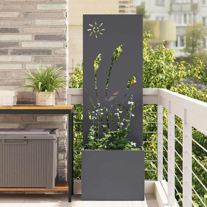 Vaso da Giardino con Pannello Decorativo Antracite 50 x 140 cm