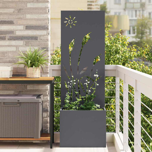 Vaso da Giardino con Pannello Decorativo Antracite 50 x 140 cm