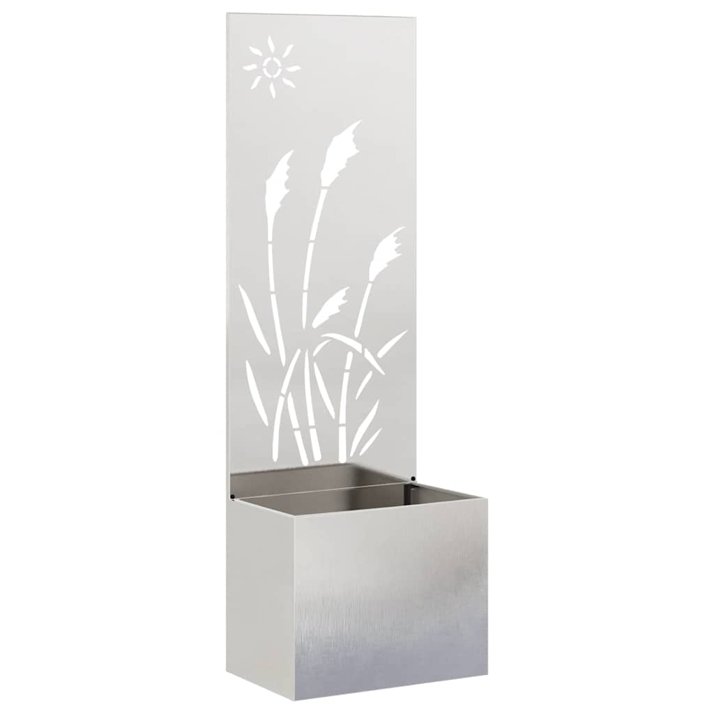 Vaso da Giardino con Pannello Decorativo Argento 50 x 140 cm