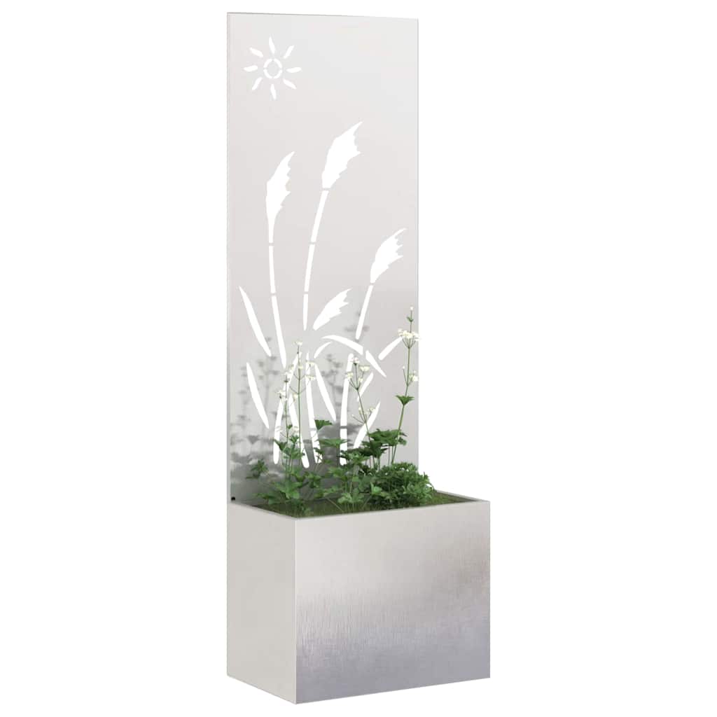 Vaso da Giardino con Pannello Decorativo Argento 50 x 140 cm