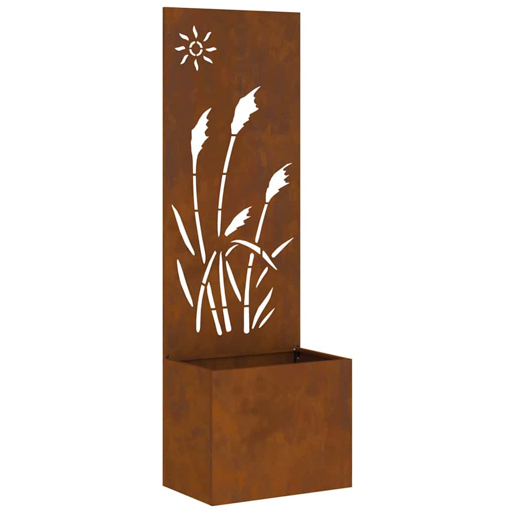 Vaso da Giardino con Pannello Decorativo Ruggine 50 x 140 cm