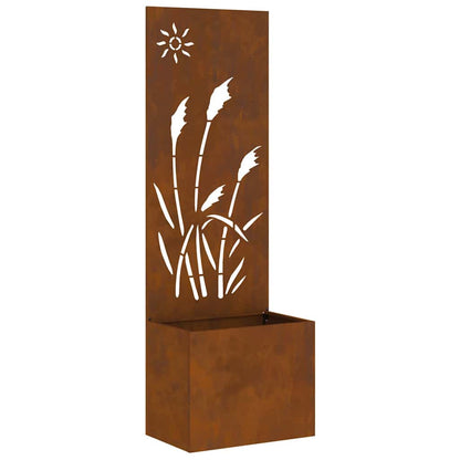 Vaso da Giardino con Pannello Decorativo Ruggine 50 x 140 cm