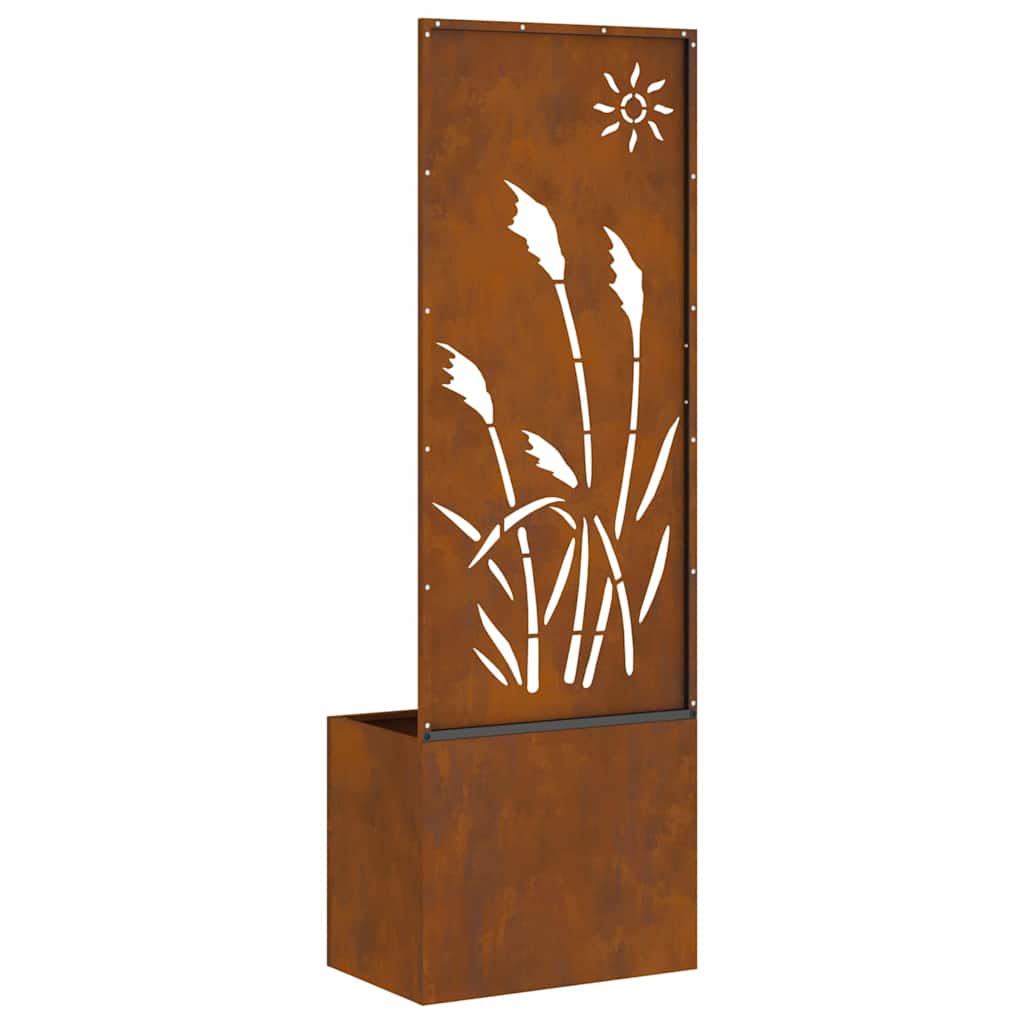 Vaso da Giardino con Pannello Decorativo Ruggine 50 x 140 cm