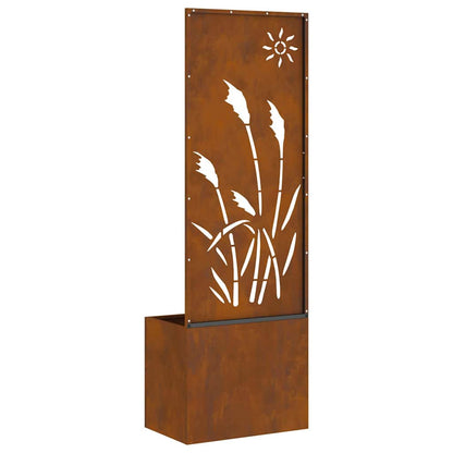 Vaso da Giardino con Pannello Decorativo Ruggine 50 x 140 cm