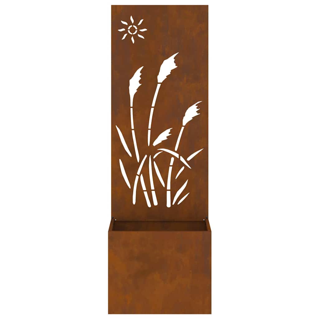 Vaso da Giardino con Pannello Decorativo Ruggine 50 x 140 cm