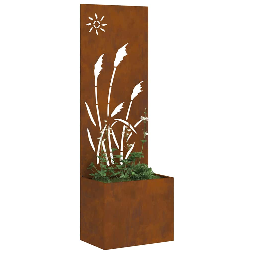 Vaso da Giardino con Pannello Decorativo Ruggine 50 x 140 cm