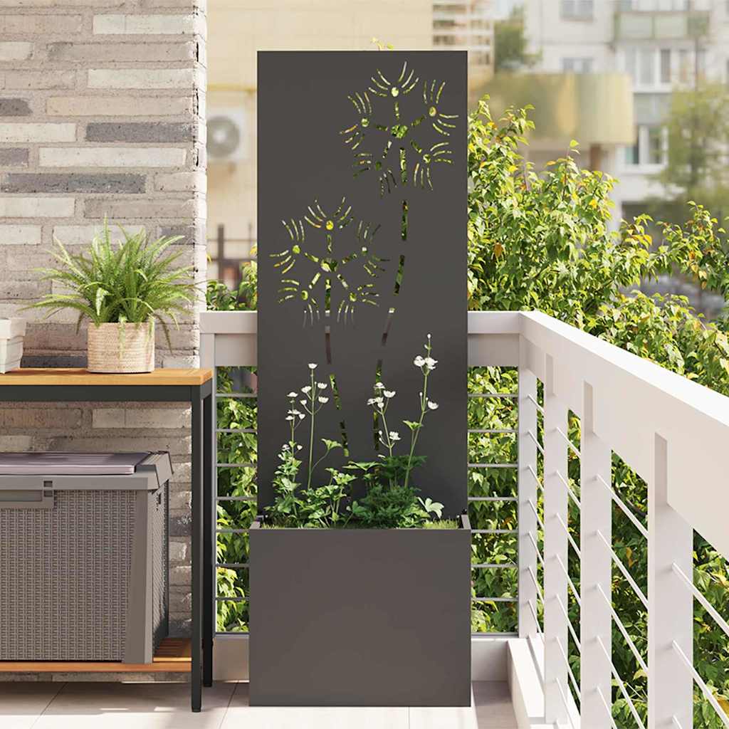 Vaso da Giardino con Pannello Decorativo Nero 50 x 140 cm