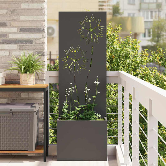 Vaso da Giardino con Pannello Decorativo Nero 50 x 140 cm
