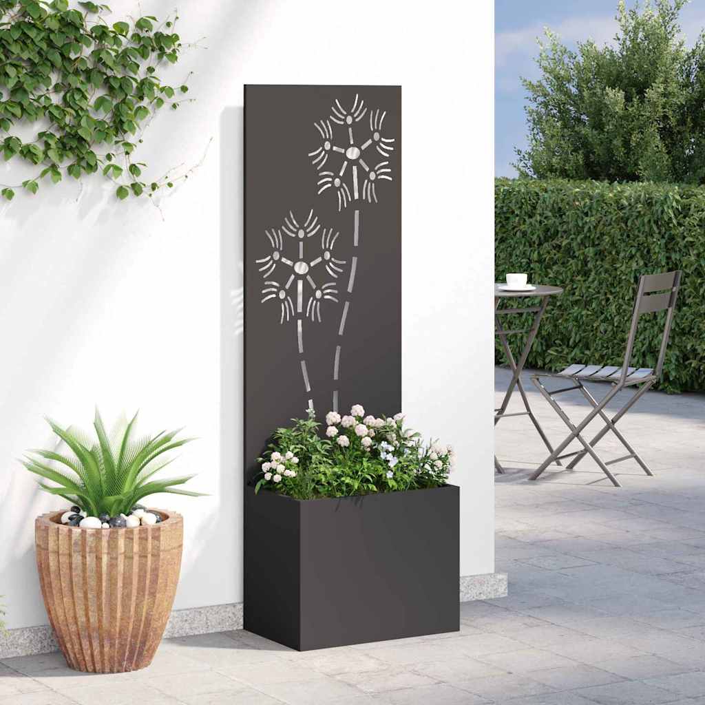 Vaso da Giardino con Pannello Decorativo Nero 50 x 140 cm