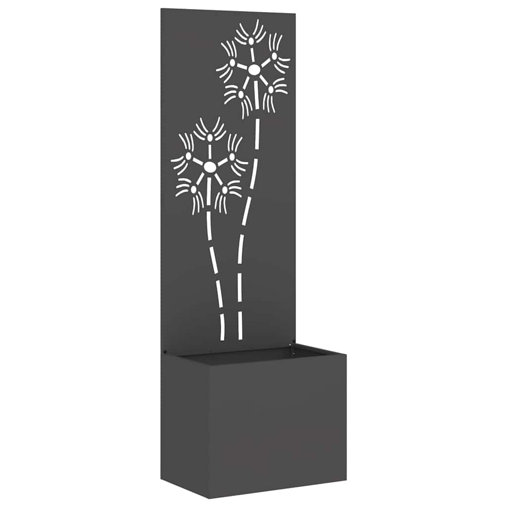 Vaso da Giardino con Pannello Decorativo Nero 50 x 140 cm