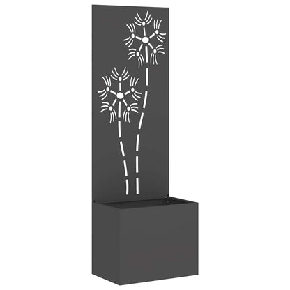 Vaso da Giardino con Pannello Decorativo Nero 50 x 140 cm