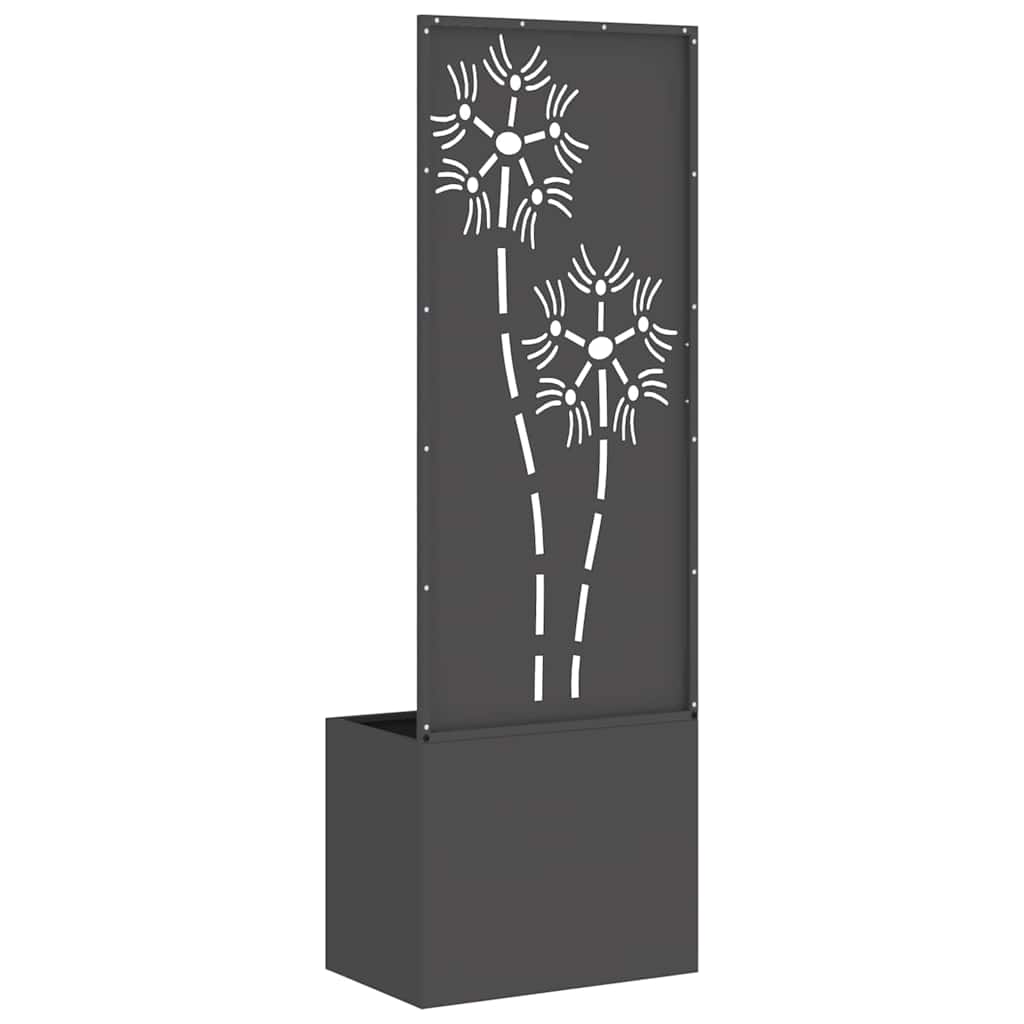 Vaso da Giardino con Pannello Decorativo Nero 50 x 140 cm