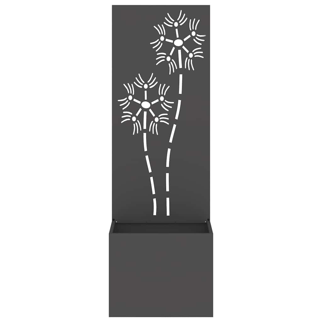 Vaso da Giardino con Pannello Decorativo Nero 50 x 140 cm