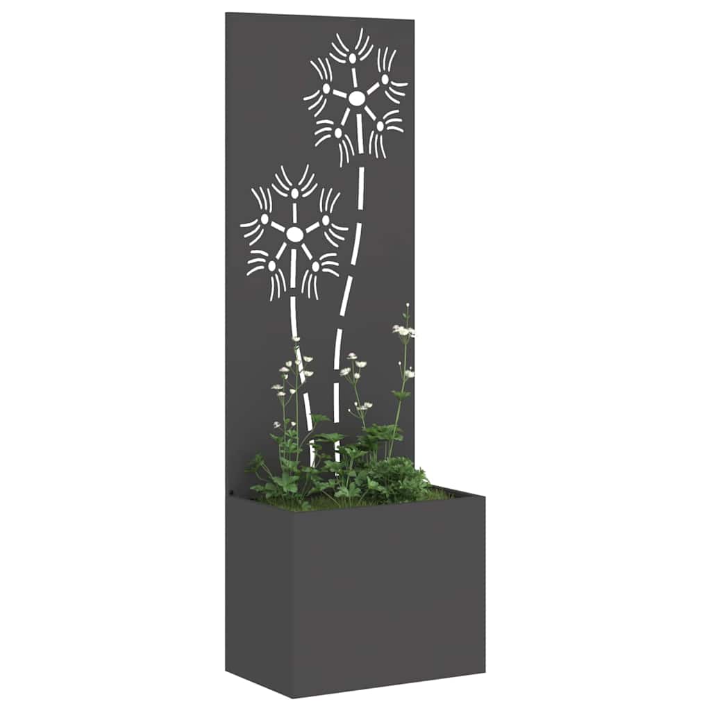Vaso da Giardino con Pannello Decorativo Nero 50 x 140 cm