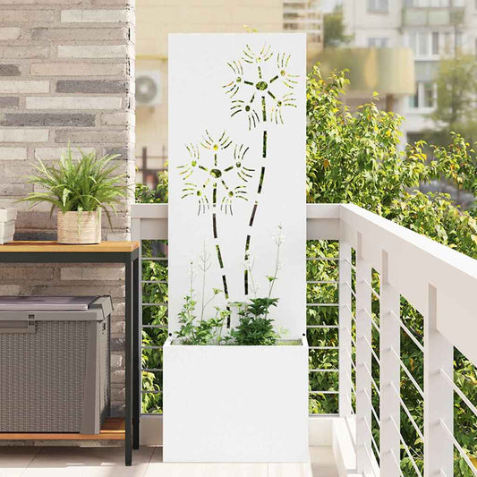 Vaso da Giardino con Pannello Decorativo Bianco 50 x 140 cm