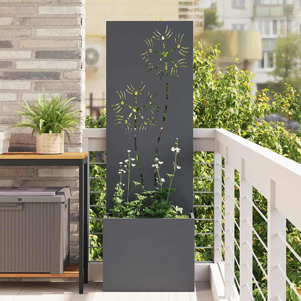 Vaso da Giardino con Pannello Decorativo Antracite 50 x 140 cm