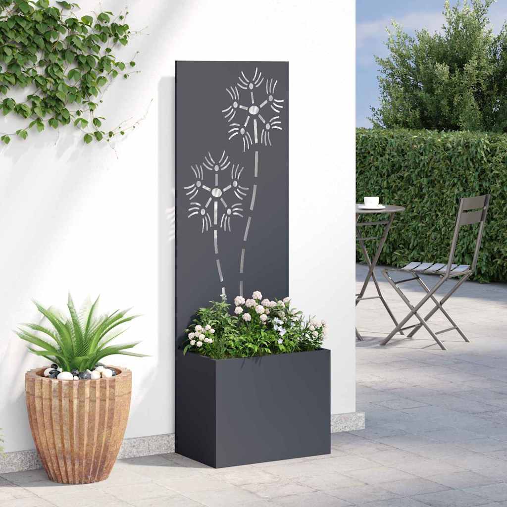 Vaso da Giardino con Pannello Decorativo Antracite 50 x 140 cm