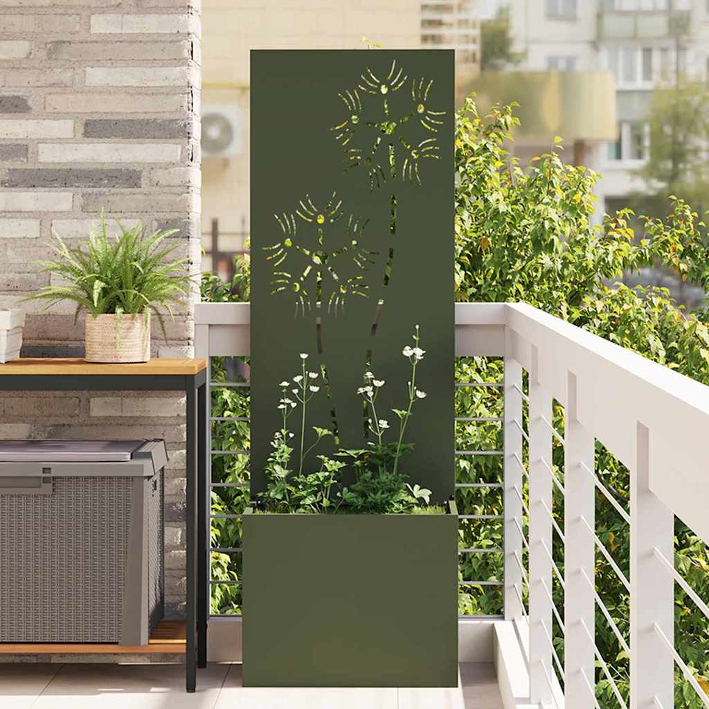 Vaso da Giardino con Pannello Decorativo Oliver verde