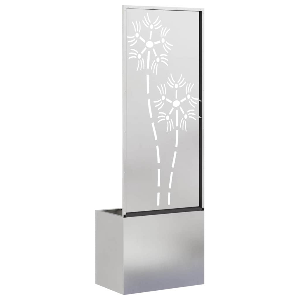 Vaso da Giardino con Pannello Decorativo Argento 50 x 140 cm