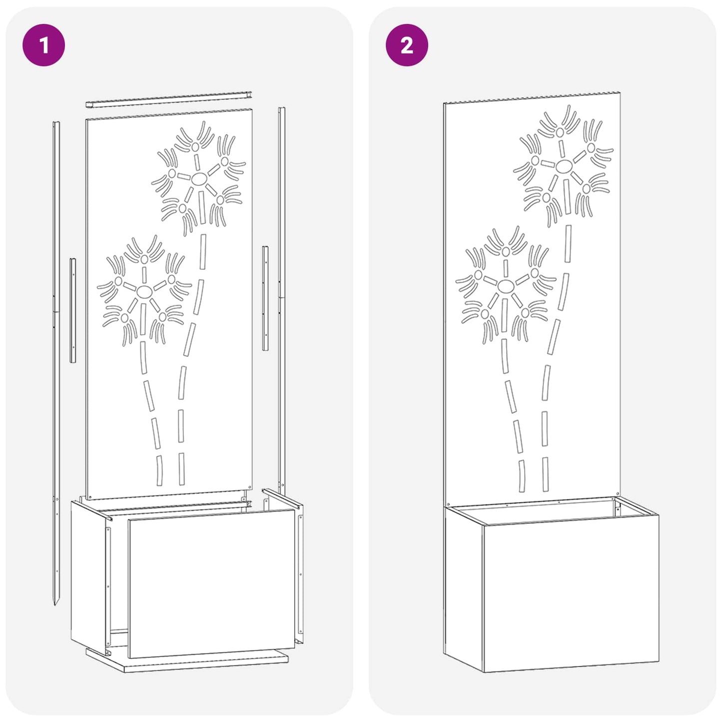 Schermo per privacy in giardino Floreale Argento 50 x 150 cm | homemem39