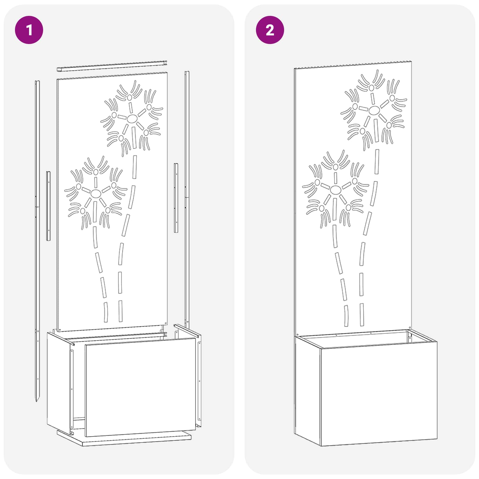 Schermo per privacy in giardino Floreale Argento 50 x 150 cm | homemem39