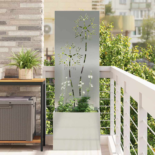 Vaso da Giardino con Pannello Decorativo Argento 50 x 140 cm