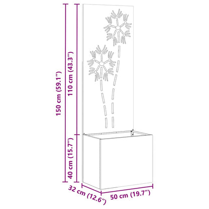 Vaso da Giardino con Pannello Decorativo Argento 50 x 140 cm