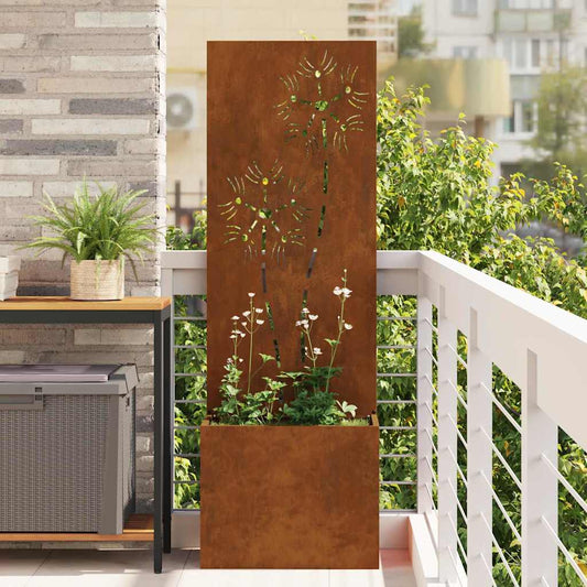 Vaso da Giardino con Pannello Decorativo Ruggine 50 x 140 cm