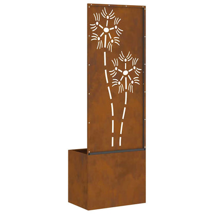 Vaso da Giardino con Pannello Decorativo Ruggine 50 x 140 cm